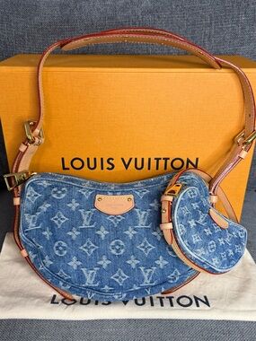 Louis Vuitton Croissant remix monogram denim 2 way bag